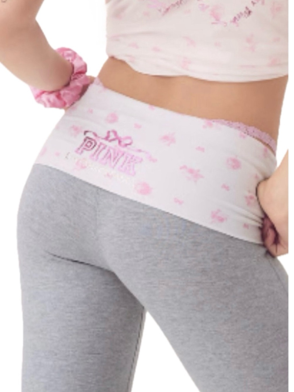 NWT Pink x LoveShackFancy Flare Leggings Pants Sz XS New 32” Inseam Heather Gray